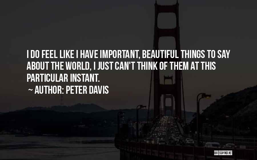 Peter Davis Quotes: I Do Feel Like I Have Important, Beautiful Things To Say About The World, I Just Can't Think Of Them