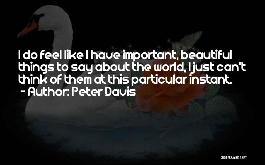 Peter Davis Quotes: I Do Feel Like I Have Important, Beautiful Things To Say About The World, I Just Can't Think Of Them