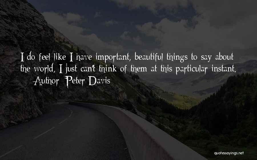 Peter Davis Quotes: I Do Feel Like I Have Important, Beautiful Things To Say About The World, I Just Can't Think Of Them