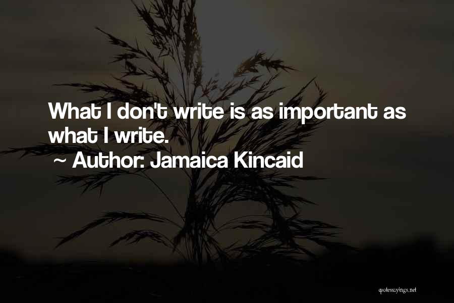 Jamaica Kincaid Quotes: What I Don't Write Is As Important As What I Write.