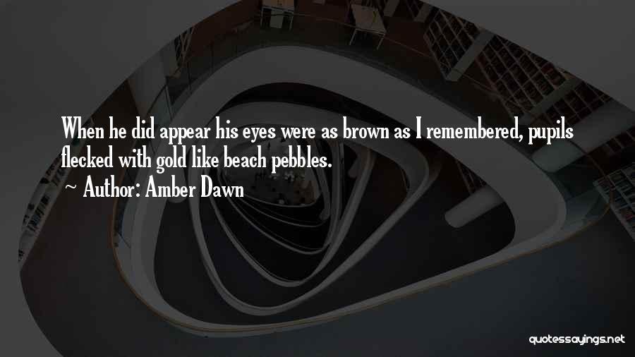 Amber Dawn Quotes: When He Did Appear His Eyes Were As Brown As I Remembered, Pupils Flecked With Gold Like Beach Pebbles.