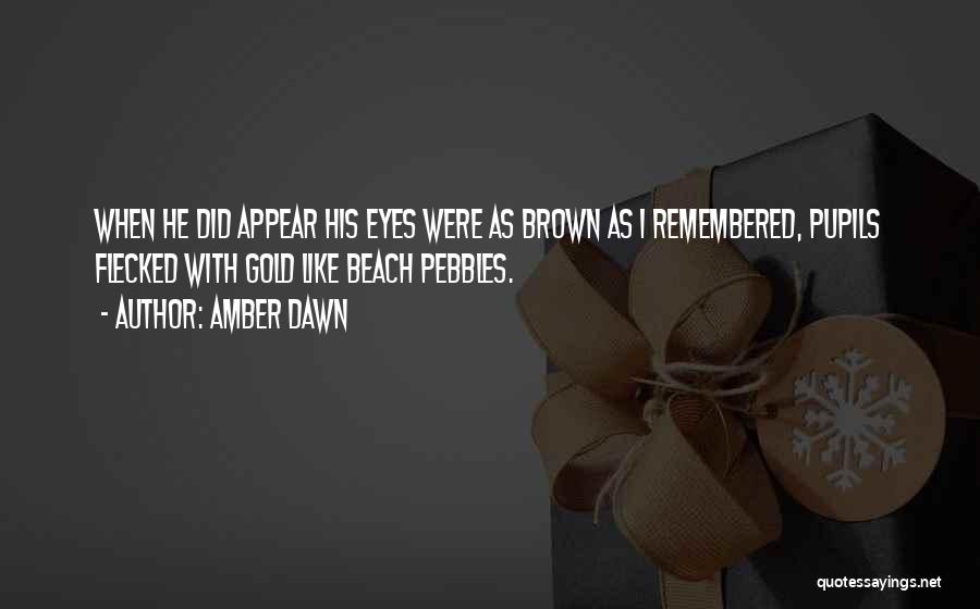 Amber Dawn Quotes: When He Did Appear His Eyes Were As Brown As I Remembered, Pupils Flecked With Gold Like Beach Pebbles.