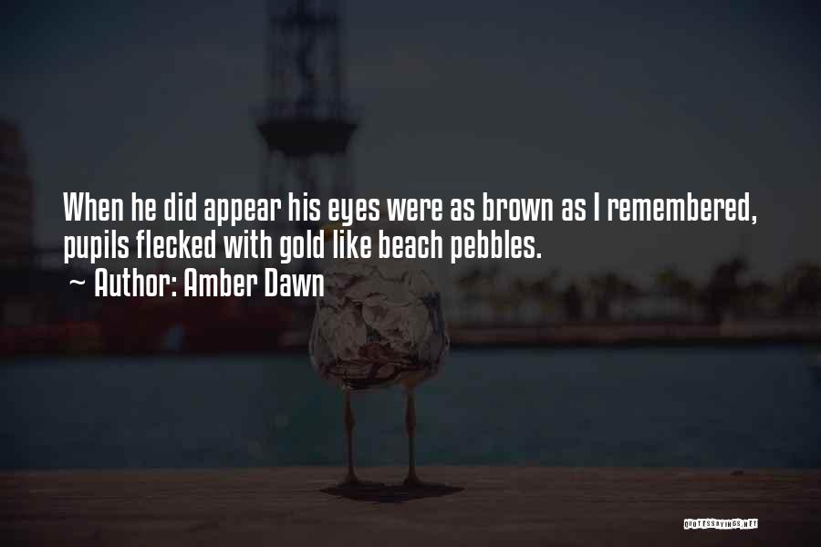 Amber Dawn Quotes: When He Did Appear His Eyes Were As Brown As I Remembered, Pupils Flecked With Gold Like Beach Pebbles.