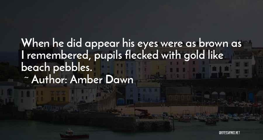 Amber Dawn Quotes: When He Did Appear His Eyes Were As Brown As I Remembered, Pupils Flecked With Gold Like Beach Pebbles.