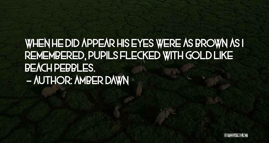 Amber Dawn Quotes: When He Did Appear His Eyes Were As Brown As I Remembered, Pupils Flecked With Gold Like Beach Pebbles.