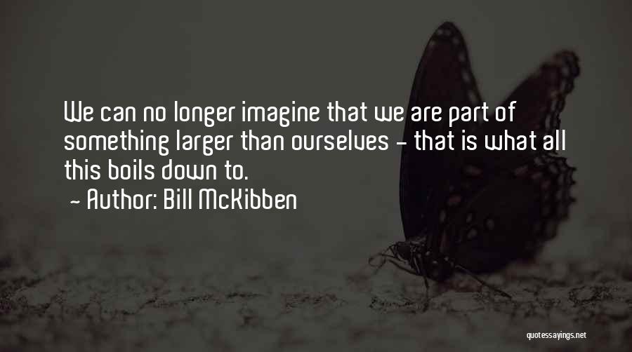 Bill McKibben Quotes: We Can No Longer Imagine That We Are Part Of Something Larger Than Ourselves - That Is What All This