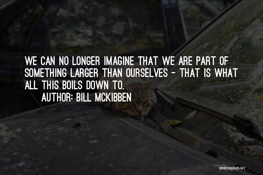 Bill McKibben Quotes: We Can No Longer Imagine That We Are Part Of Something Larger Than Ourselves - That Is What All This