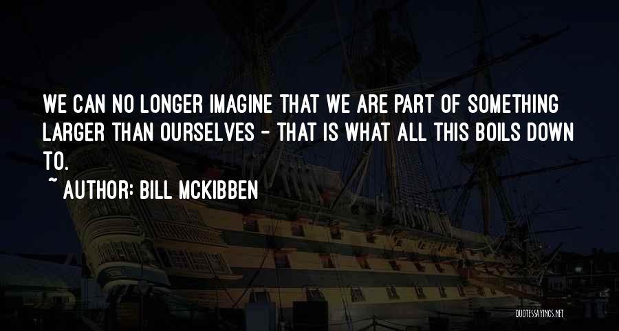 Bill McKibben Quotes: We Can No Longer Imagine That We Are Part Of Something Larger Than Ourselves - That Is What All This
