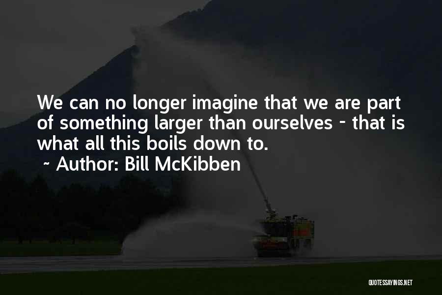 Bill McKibben Quotes: We Can No Longer Imagine That We Are Part Of Something Larger Than Ourselves - That Is What All This