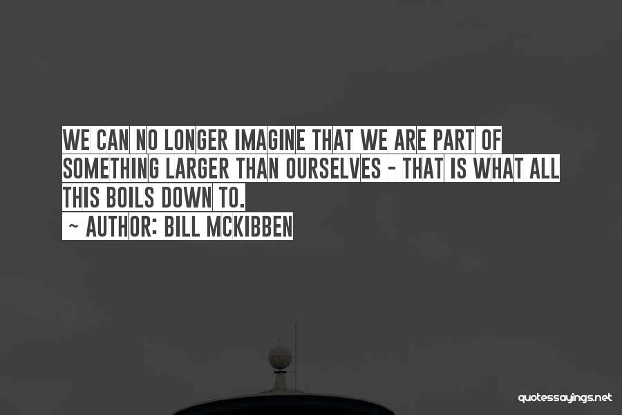 Bill McKibben Quotes: We Can No Longer Imagine That We Are Part Of Something Larger Than Ourselves - That Is What All This