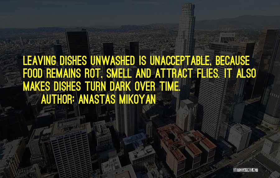 Anastas Mikoyan Quotes: Leaving Dishes Unwashed Is Unacceptable, Because Food Remains Rot, Smell And Attract Flies. It Also Makes Dishes Turn Dark Over