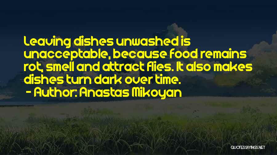 Anastas Mikoyan Quotes: Leaving Dishes Unwashed Is Unacceptable, Because Food Remains Rot, Smell And Attract Flies. It Also Makes Dishes Turn Dark Over