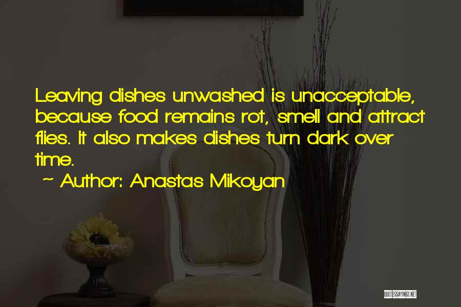 Anastas Mikoyan Quotes: Leaving Dishes Unwashed Is Unacceptable, Because Food Remains Rot, Smell And Attract Flies. It Also Makes Dishes Turn Dark Over