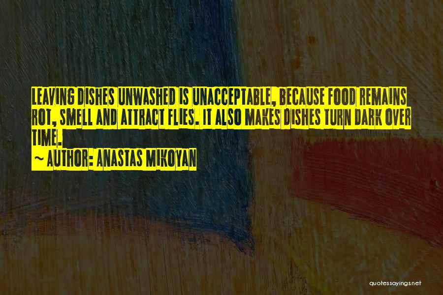 Anastas Mikoyan Quotes: Leaving Dishes Unwashed Is Unacceptable, Because Food Remains Rot, Smell And Attract Flies. It Also Makes Dishes Turn Dark Over