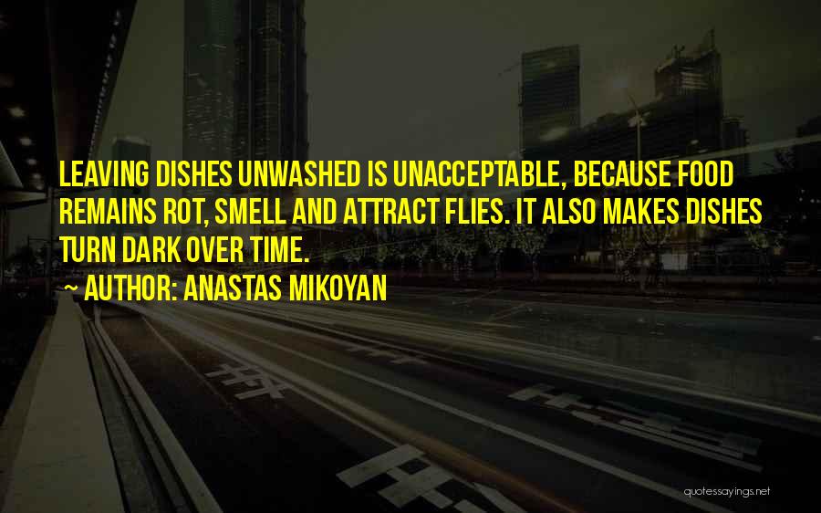 Anastas Mikoyan Quotes: Leaving Dishes Unwashed Is Unacceptable, Because Food Remains Rot, Smell And Attract Flies. It Also Makes Dishes Turn Dark Over