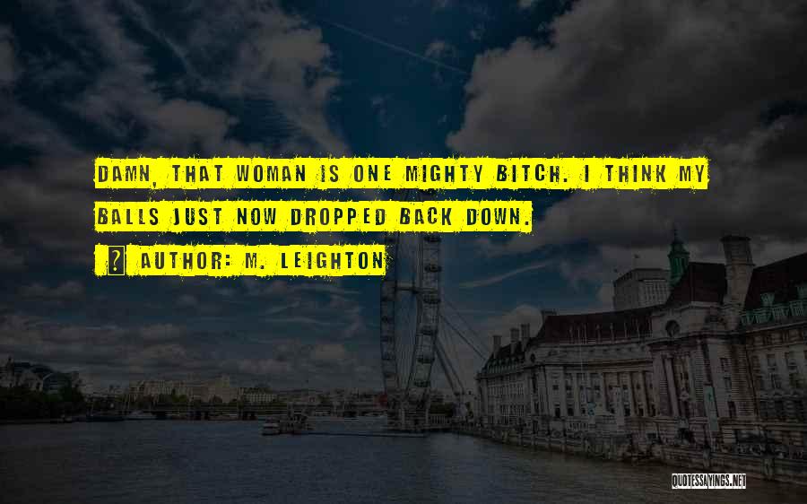 M. Leighton Quotes: Damn, That Woman Is One Mighty Bitch. I Think My Balls Just Now Dropped Back Down.