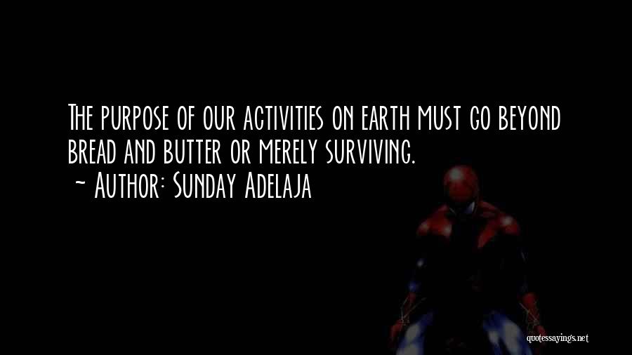 Sunday Adelaja Quotes: The Purpose Of Our Activities On Earth Must Go Beyond Bread And Butter Or Merely Surviving.