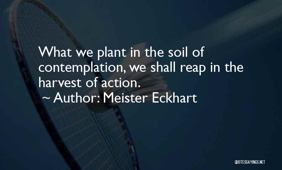 Meister Eckhart Quotes: What We Plant In The Soil Of Contemplation, We Shall Reap In The Harvest Of Action.