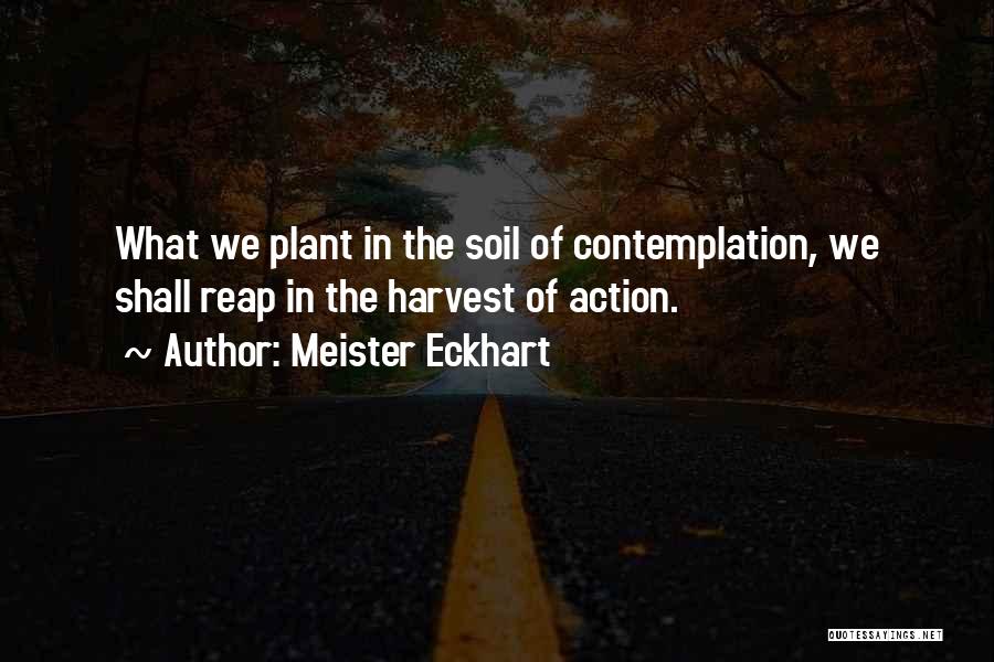 Meister Eckhart Quotes: What We Plant In The Soil Of Contemplation, We Shall Reap In The Harvest Of Action.