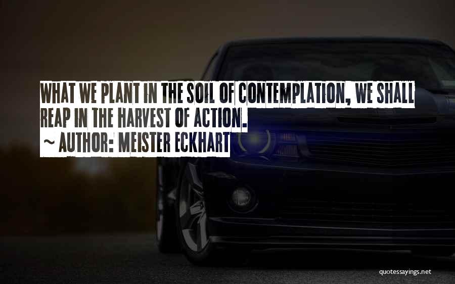 Meister Eckhart Quotes: What We Plant In The Soil Of Contemplation, We Shall Reap In The Harvest Of Action.
