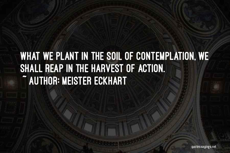 Meister Eckhart Quotes: What We Plant In The Soil Of Contemplation, We Shall Reap In The Harvest Of Action.