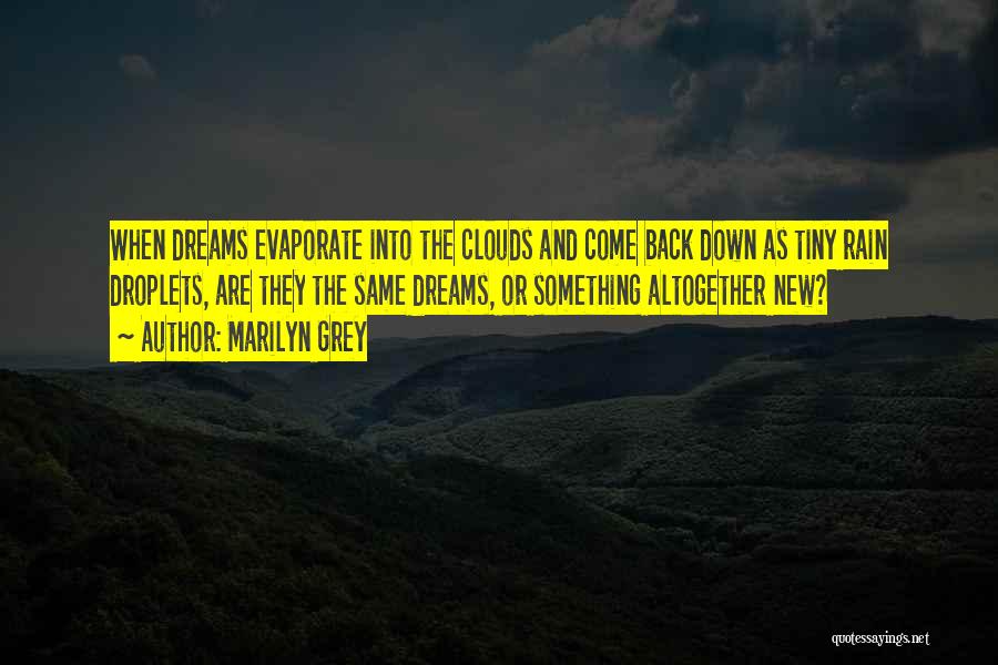 Marilyn Grey Quotes: When Dreams Evaporate Into The Clouds And Come Back Down As Tiny Rain Droplets, Are They The Same Dreams, Or