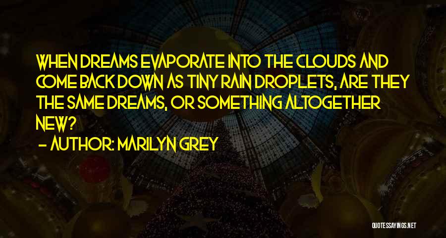 Marilyn Grey Quotes: When Dreams Evaporate Into The Clouds And Come Back Down As Tiny Rain Droplets, Are They The Same Dreams, Or