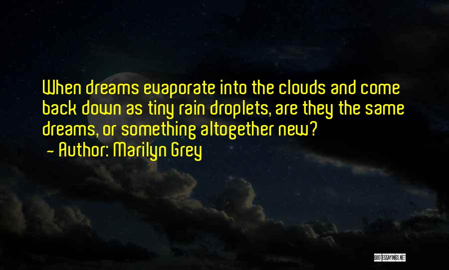 Marilyn Grey Quotes: When Dreams Evaporate Into The Clouds And Come Back Down As Tiny Rain Droplets, Are They The Same Dreams, Or