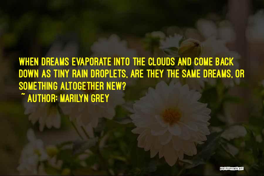 Marilyn Grey Quotes: When Dreams Evaporate Into The Clouds And Come Back Down As Tiny Rain Droplets, Are They The Same Dreams, Or