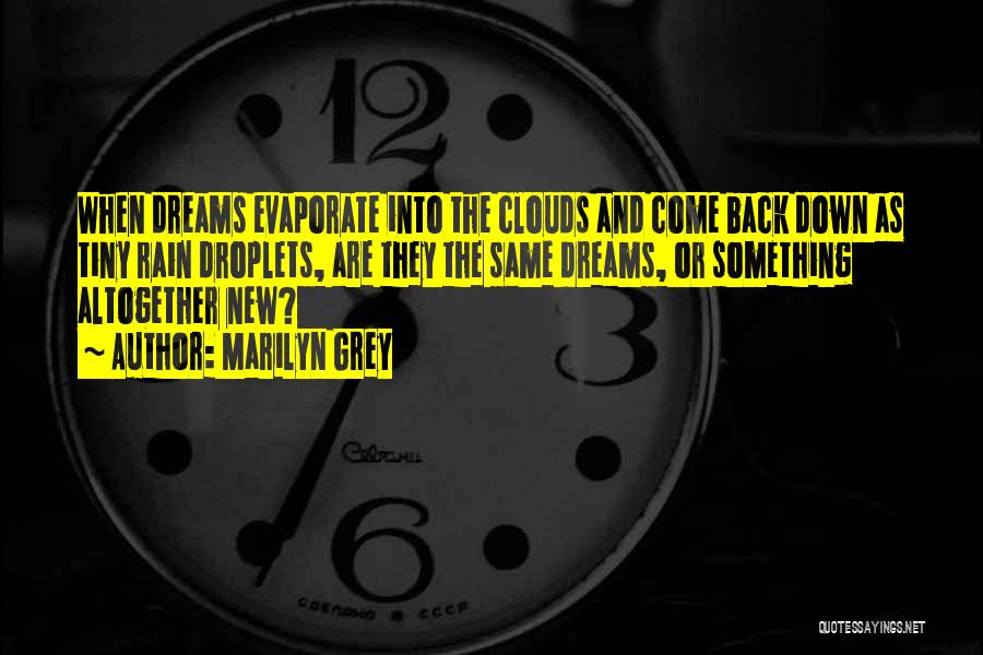 Marilyn Grey Quotes: When Dreams Evaporate Into The Clouds And Come Back Down As Tiny Rain Droplets, Are They The Same Dreams, Or