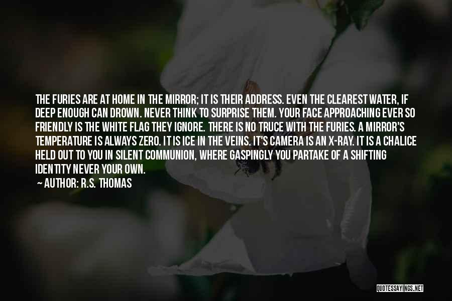 R.S. Thomas Quotes: The Furies Are At Home In The Mirror; It Is Their Address. Even The Clearest Water, If Deep Enough Can