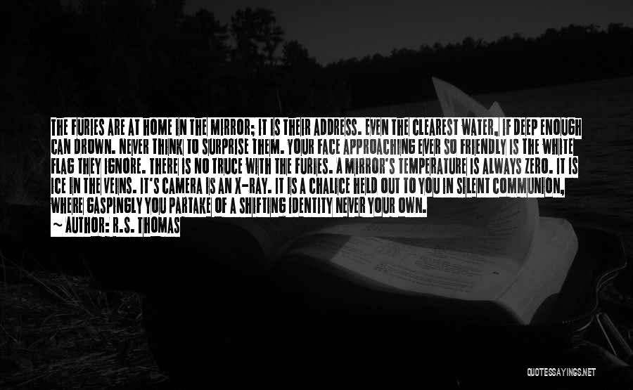 R.S. Thomas Quotes: The Furies Are At Home In The Mirror; It Is Their Address. Even The Clearest Water, If Deep Enough Can