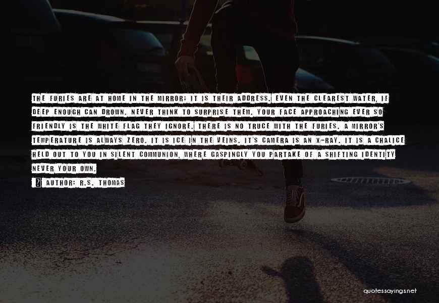 R.S. Thomas Quotes: The Furies Are At Home In The Mirror; It Is Their Address. Even The Clearest Water, If Deep Enough Can