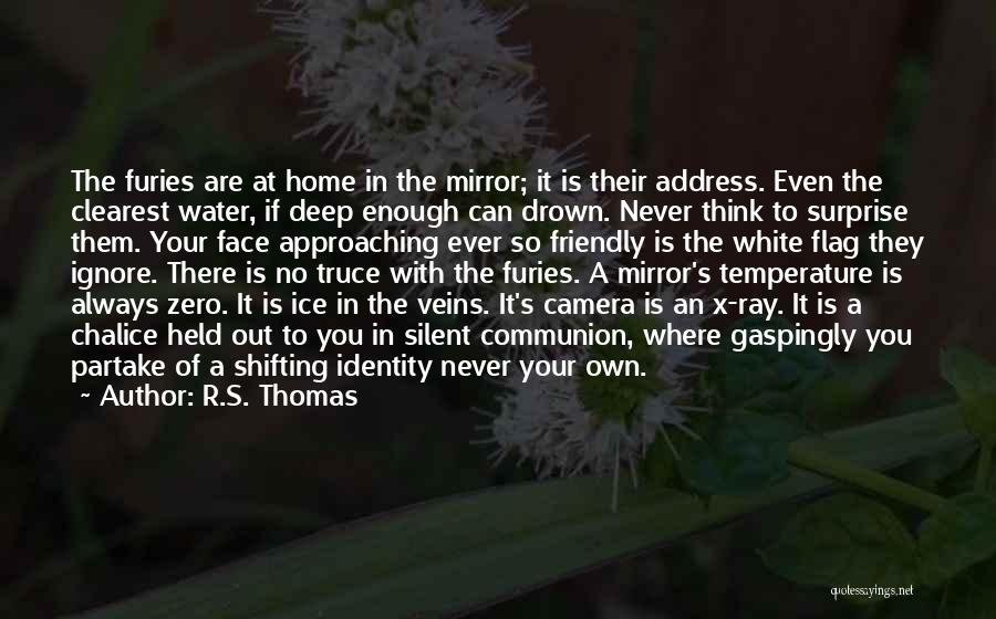 R.S. Thomas Quotes: The Furies Are At Home In The Mirror; It Is Their Address. Even The Clearest Water, If Deep Enough Can