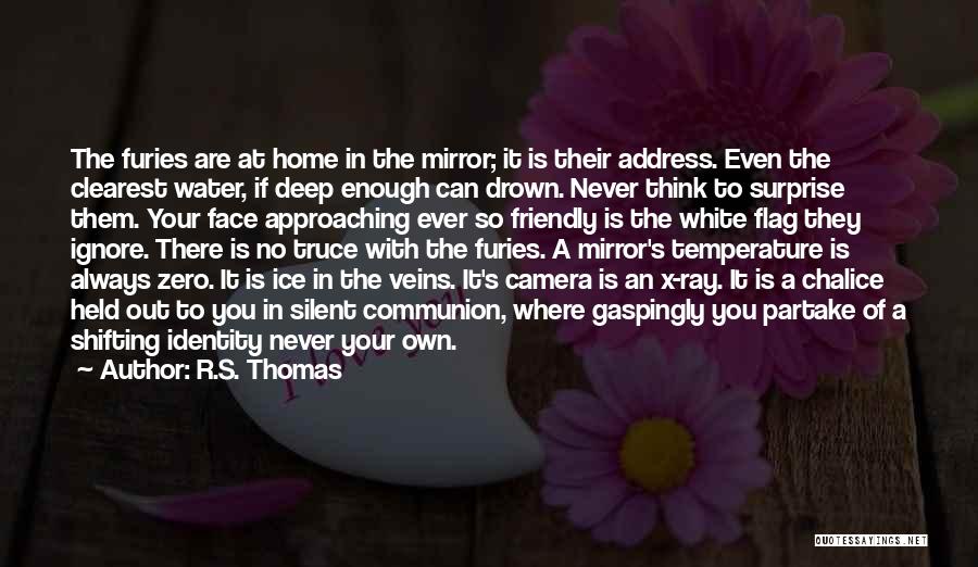 R.S. Thomas Quotes: The Furies Are At Home In The Mirror; It Is Their Address. Even The Clearest Water, If Deep Enough Can