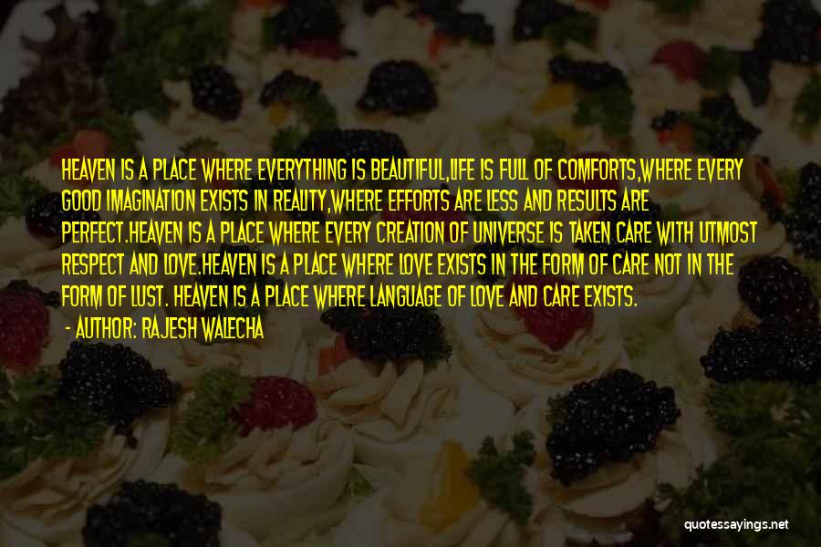 Rajesh Walecha Quotes: Heaven Is A Place Where Everything Is Beautiful,life Is Full Of Comforts,where Every Good Imagination Exists In Reality,where Efforts Are