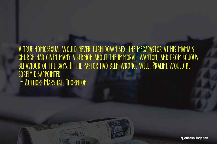 Marshall Thornton Quotes: A True Homosexual Would Never Turn Down Sex. The Megapastor At His Mama's Church Had Given Many A Sermon About