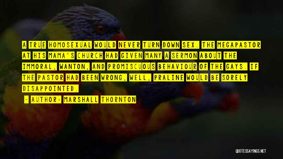 Marshall Thornton Quotes: A True Homosexual Would Never Turn Down Sex. The Megapastor At His Mama's Church Had Given Many A Sermon About