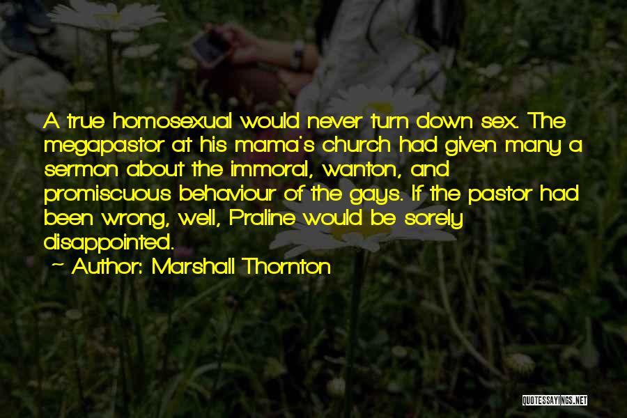 Marshall Thornton Quotes: A True Homosexual Would Never Turn Down Sex. The Megapastor At His Mama's Church Had Given Many A Sermon About