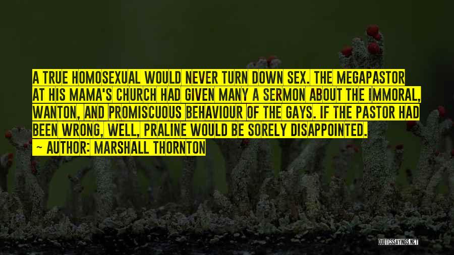 Marshall Thornton Quotes: A True Homosexual Would Never Turn Down Sex. The Megapastor At His Mama's Church Had Given Many A Sermon About