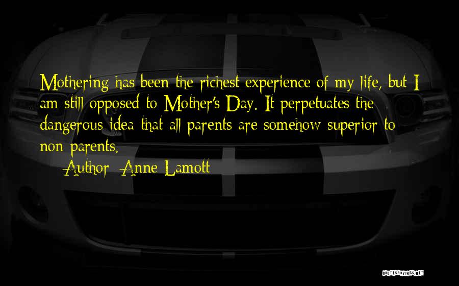 Anne Lamott Quotes: Mothering Has Been The Richest Experience Of My Life, But I Am Still Opposed To Mother's Day. It Perpetuates The