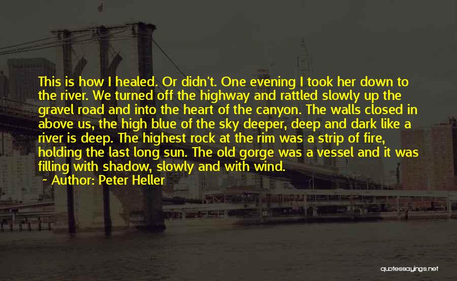 Peter Heller Quotes: This Is How I Healed. Or Didn't. One Evening I Took Her Down To The River. We Turned Off The