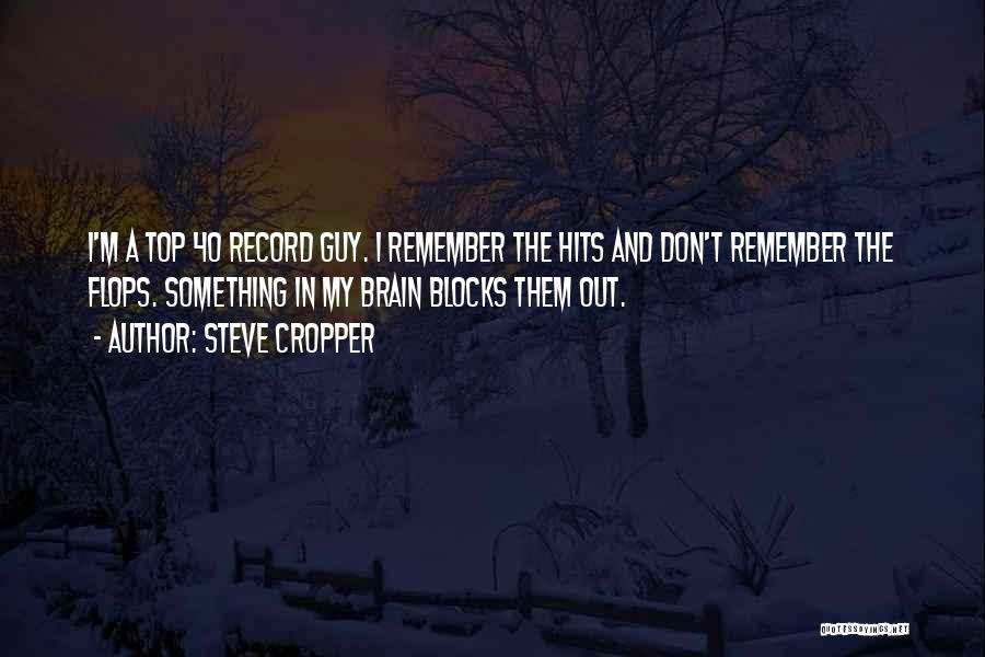 Steve Cropper Quotes: I'm A Top 40 Record Guy. I Remember The Hits And Don't Remember The Flops. Something In My Brain Blocks