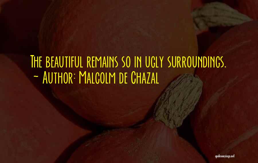 Malcolm De Chazal Quotes: The Beautiful Remains So In Ugly Surroundings.