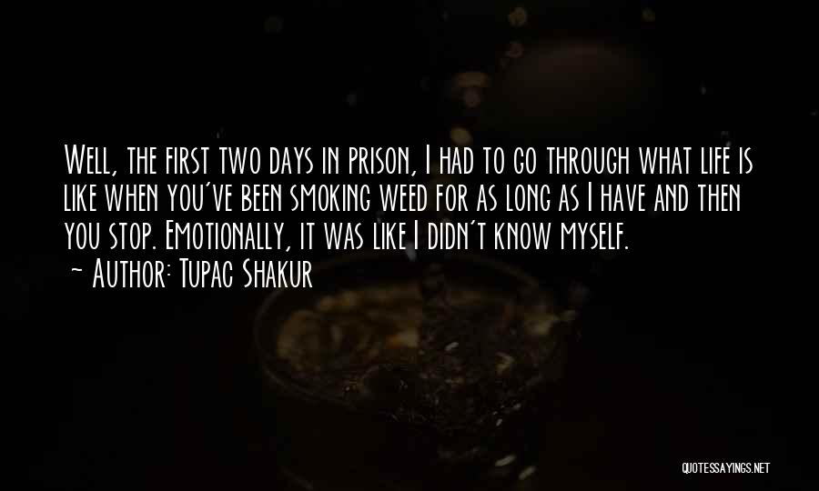 Tupac Shakur Quotes: Well, The First Two Days In Prison, I Had To Go Through What Life Is Like When You've Been Smoking