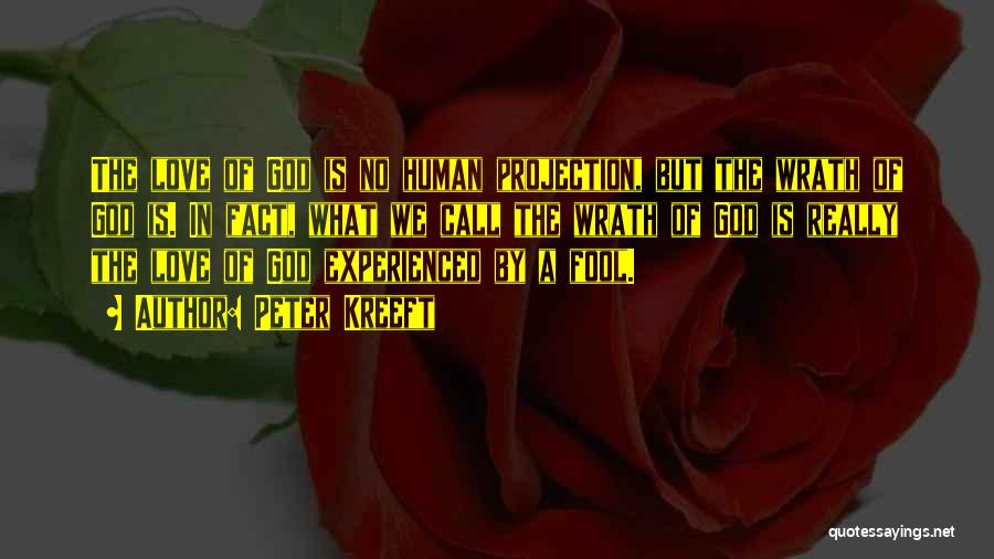Peter Kreeft Quotes: The Love Of God Is No Human Projection, But The Wrath Of God Is. In Fact, What We Call The