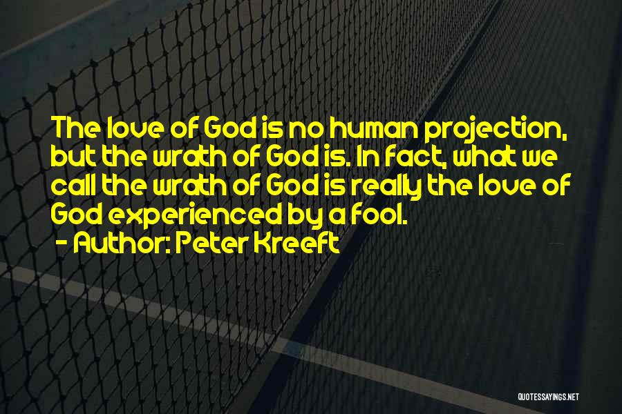 Peter Kreeft Quotes: The Love Of God Is No Human Projection, But The Wrath Of God Is. In Fact, What We Call The