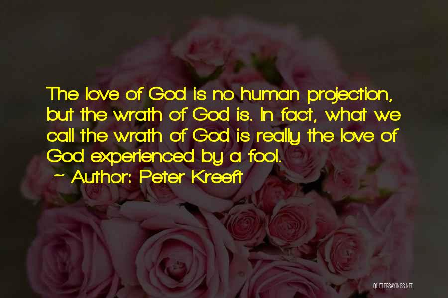 Peter Kreeft Quotes: The Love Of God Is No Human Projection, But The Wrath Of God Is. In Fact, What We Call The