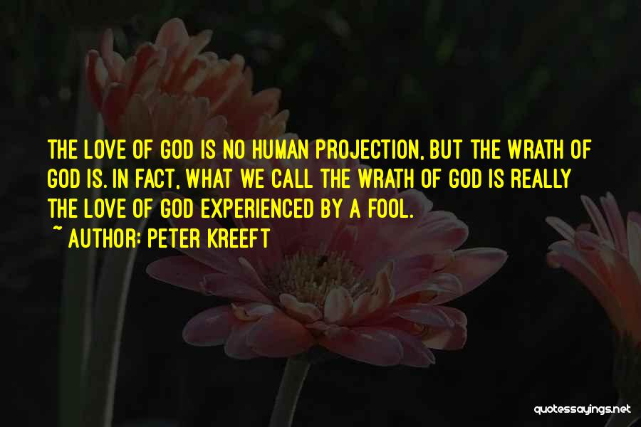 Peter Kreeft Quotes: The Love Of God Is No Human Projection, But The Wrath Of God Is. In Fact, What We Call The