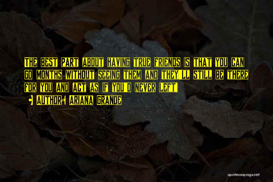Ariana Grande Quotes: The Best Part About Having True Friends Is That You Can Go Months Without Seeing Them And They'll Still Be